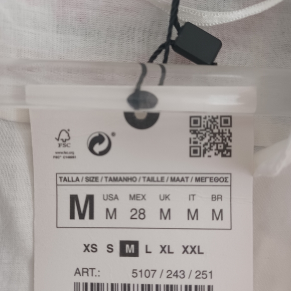 ZARA long sleeves button down embroidered long shirt dress Med  NEW - Picture 6 of 13